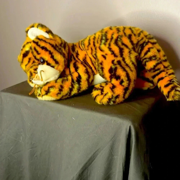 TY ☆ 2001 India Orange STRIPED TIGER Stuffed Animal Plush Toy BEANIE BUDDIES 12” - Picture 1 of 5